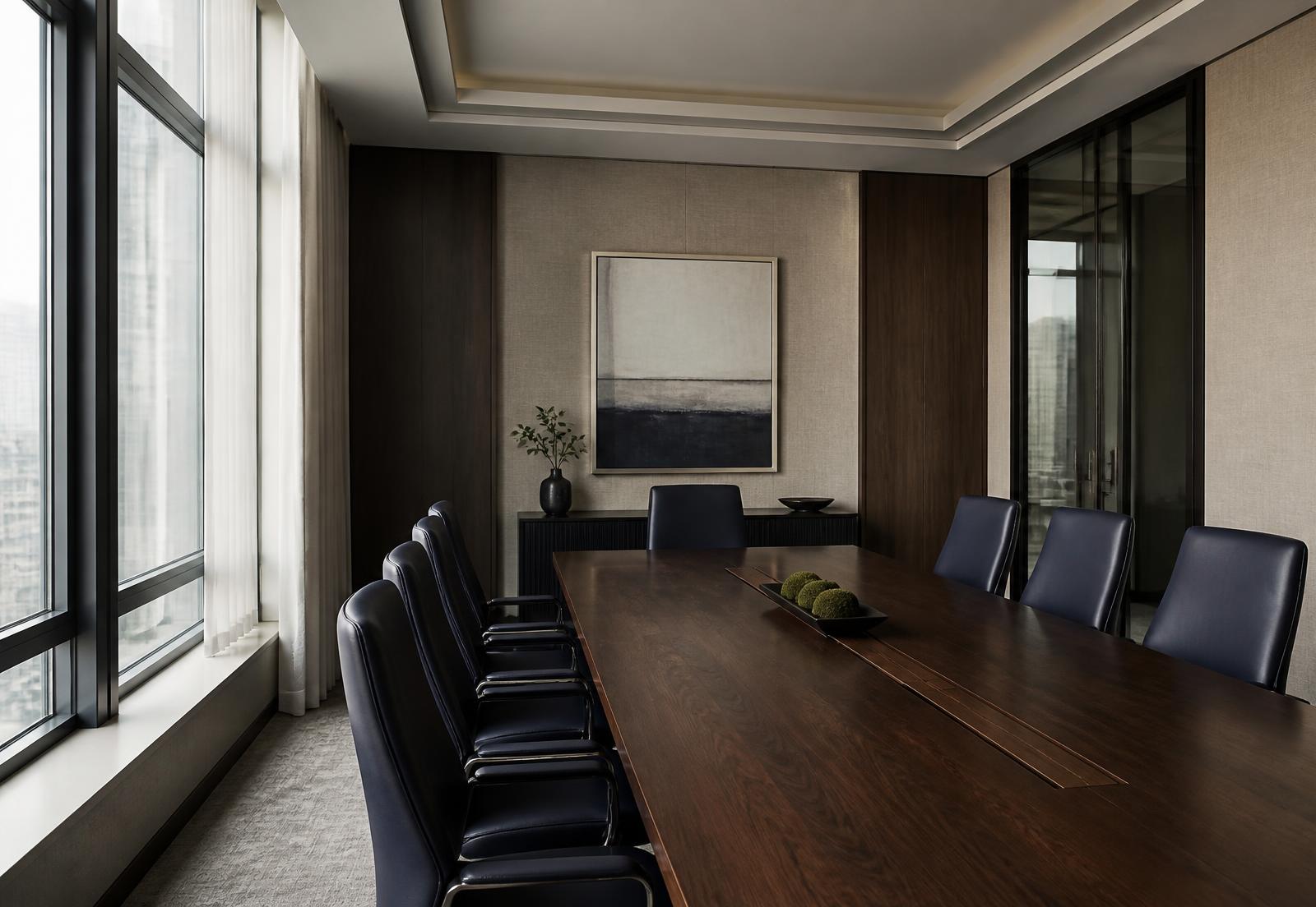Corporate boardroom of an international holding company